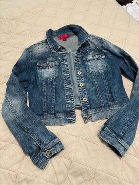Tinseltown Blue Stud-Accent Denim Jacket
